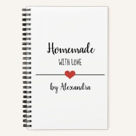 Homemade med kärlek-vit receptanteckningsbok