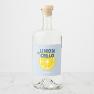 Homemade Modern Light Blue Kärlek Limoncello Spritflaskor Etikett