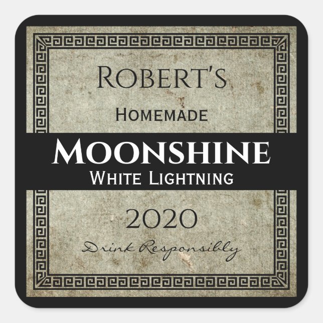 Homemade Moonshine Personlig Fyrkantigt Klistermärke (Framsida)