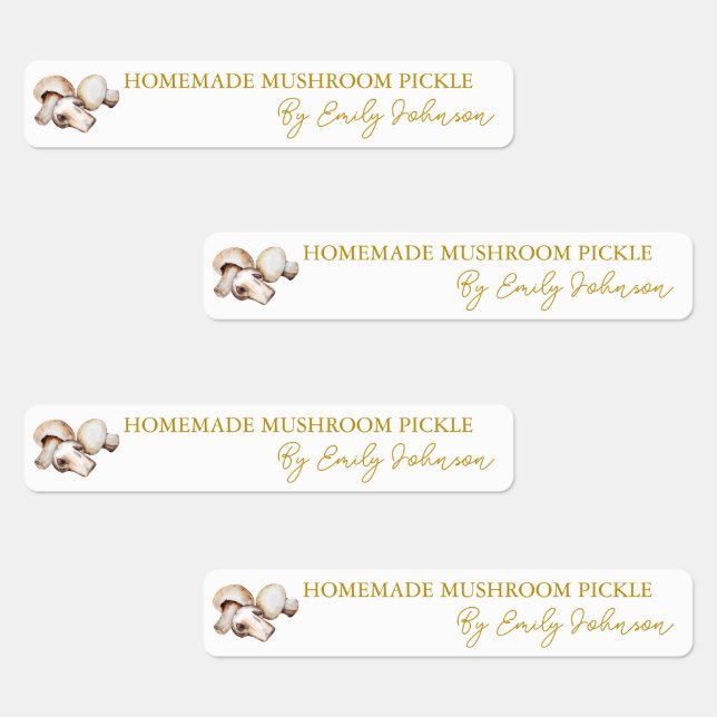 Homemade Mushroom Pickle Thin-etikett Klistermärke (Grupp)