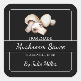 Homemade Mushroom Sauce Square - etikett svart