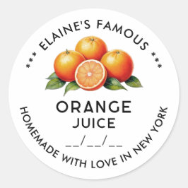 Homemade orange juice bevarar dekal med datum runt klistermärke