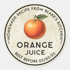 Homemade Orange juice vintage stil konservmärkning Runt Klistermärke