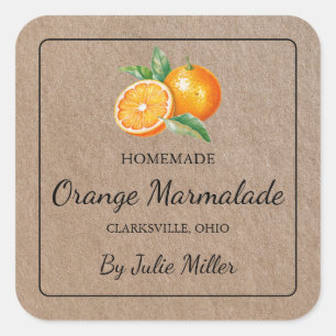 Homemade Orange Marmalade Square Kraft Papper etik Fyrkantigt Klistermärke