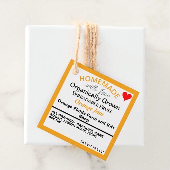 Homemade Orange Sylt QR-kod Gåvor Etiketter (På plats)