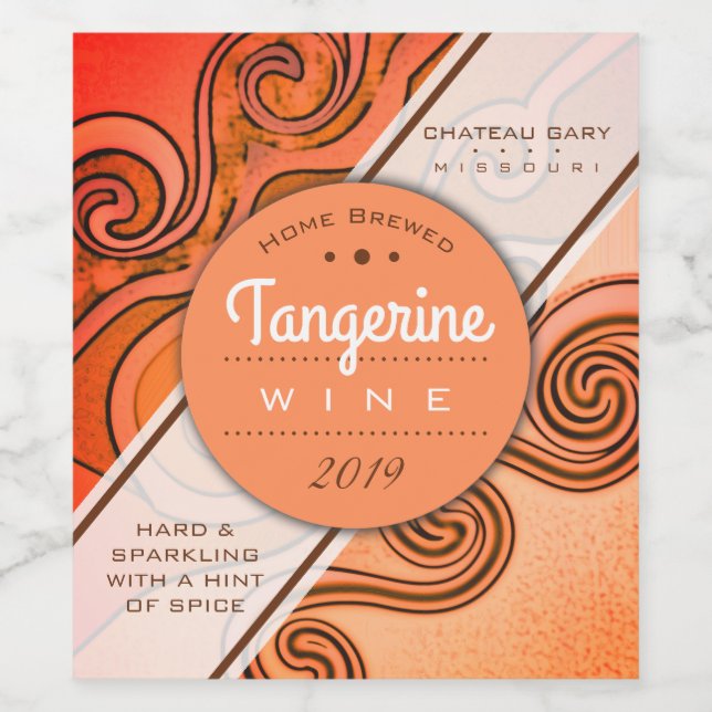 Homemade orange vin cider personlig vinflaska etikett (Singel etikett)