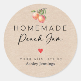 Homemade Peach Jam Labels | Made with Love Runt Klistermärke