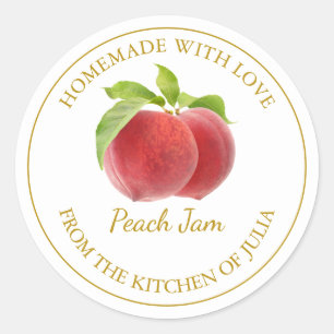 Homemade Peach Sylt-etikett Vit Runt Klistermärke