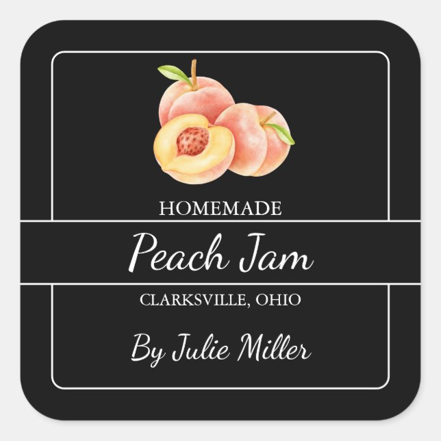 Homemade Peach Sylt Square etikett Black (Framsida)