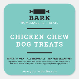 Homemade pet hund behandlar produktetiketter fyrkantigt klistermärke