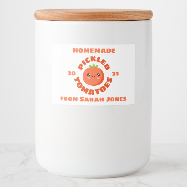 Homemade picklad Tomatis Mat Etiketter (Framsida)