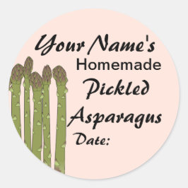 Homemade Pickles Canning Burk Lid Labels Asparagus Runt Klistermärke