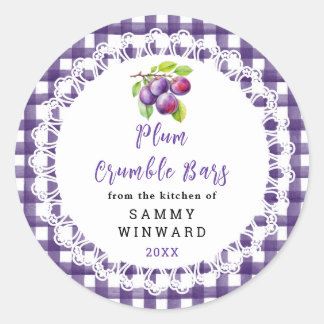 Homemade Plum Crumble Bars Label Runt Klistermärke