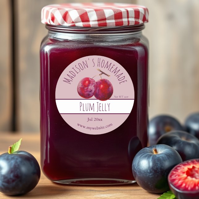Homemade Plum Jelly Labels Runt Klistermärke (Skapare uppladdad)