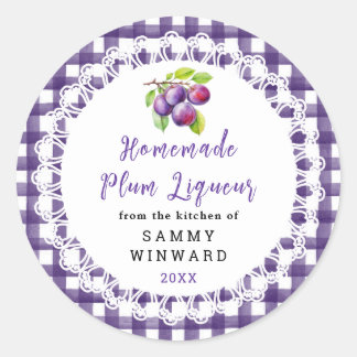 Homemade Plum Liqueur Label Runt Klistermärke