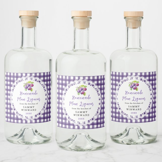 Homemade Plum Liqueur Label Spritflaskor Etikett (Flaskor)