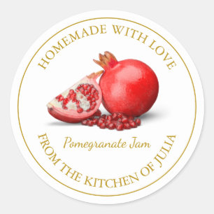 Homemade Pomegranate Sylt-etikett Vit Runt Klistermärke
