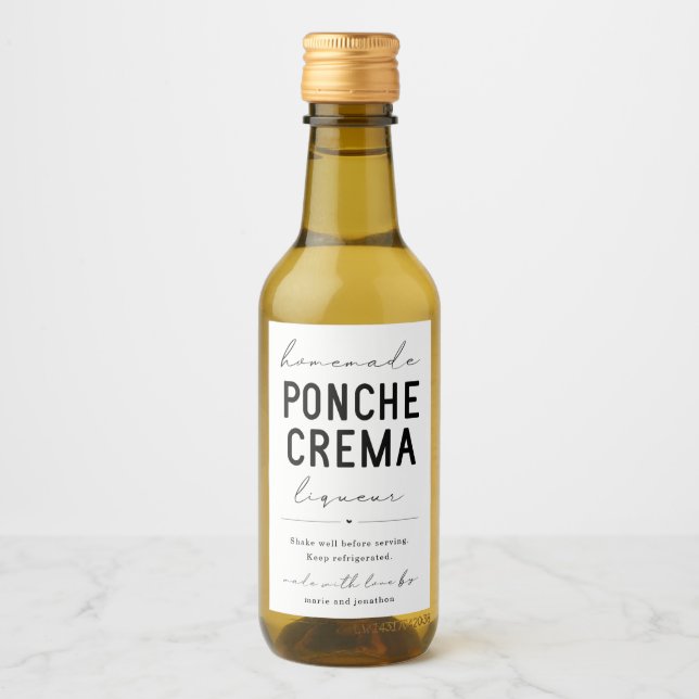 Homemade Ponche Crema Liqueur Flaska-etikett Vinetikett (Framsida)