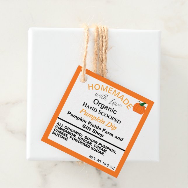 Homemade Pumpkin Dip QR-kod på baksidan Gåvor Etiketter (På plats)