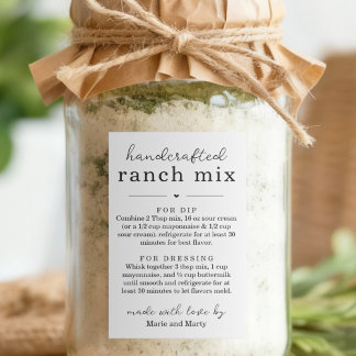 Homemade Ranch Mix Gift Labels Mat Etikett