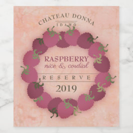 Homemade raspberry cordial vin personlig vinflaska etikett