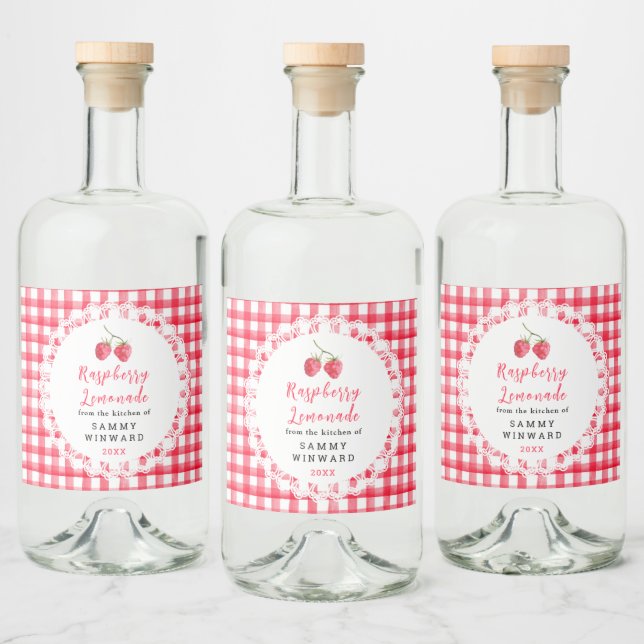 Homemade Raspberry Lemonade Label Spritflaskor Etikett (Flaskor)