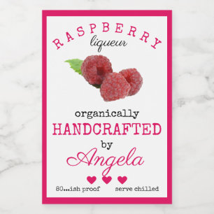 Homemade Raspberry Liqueur Flaska-etikett Mat Etikett