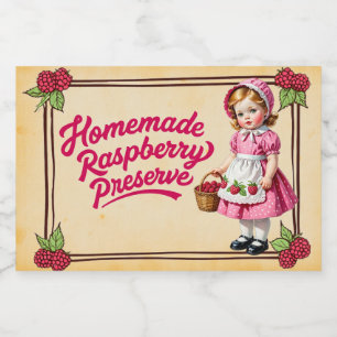 Homemade Raspberry Preserve - Vintage Mat Etiketter