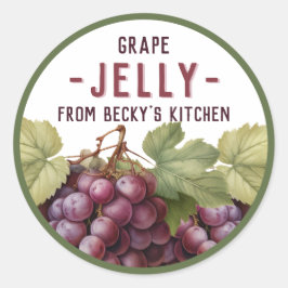 Homemade Red Grape Jelly Canning-klistermärken Runt Klistermärke