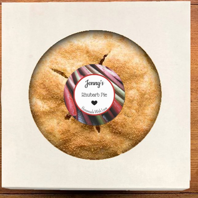 Homemade Rhubarb Paj Sticker Runt Klistermärke (Skapare uppladdad)
