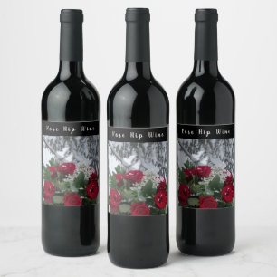 Homemade Ro Hip Vino-röd vinterarktiska snö Vinflaska Etikett
