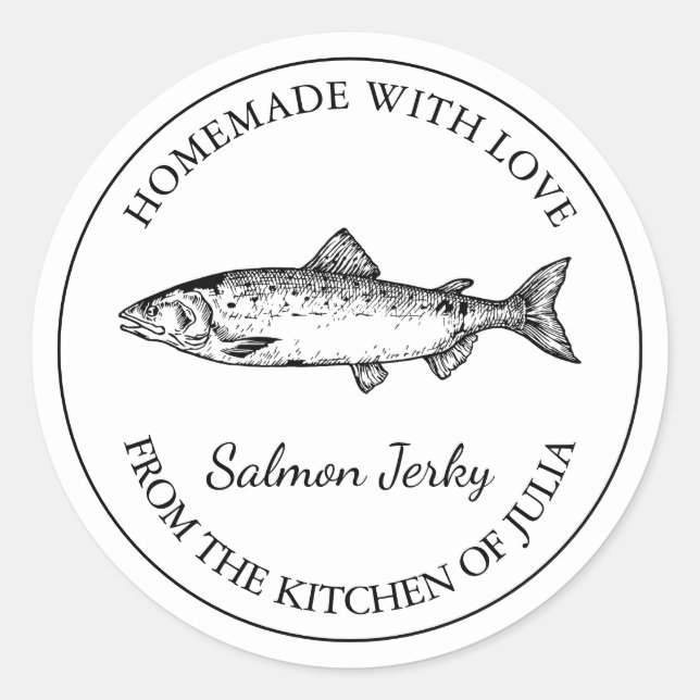 Homemade Salmon Jerky Label Runt Klistermärke (Framsida)