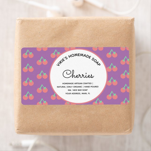 Homemade Soap Business Cherry Label Fraktsedel (Insitu)