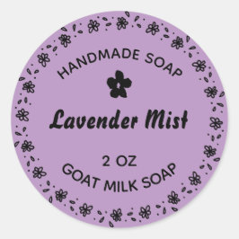 Homemade Soap Rustic Flower Lila för andningsskydd Runt Klistermärke
