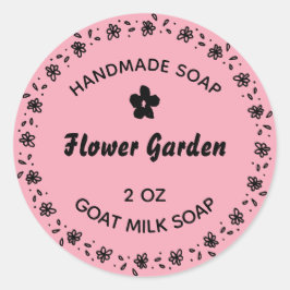 Homemade Soap Rustic Flower Rosa Land Runt Klistermärke