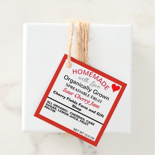 Homemade Sour Cherry Sylt QR-kod Gåvor Etiketter (På plats)