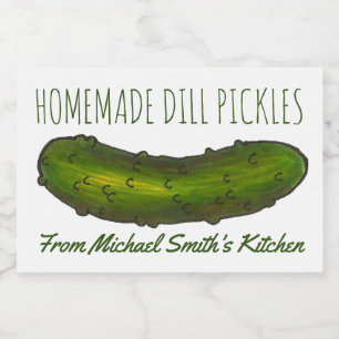Homemade Sour Dill Grönt Kosher Pickles Canning Mat Etiketter