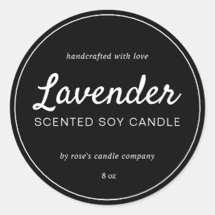 Homemade Soy Candle Chic Calligraphy Black Runt Klistermärke