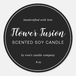 Homemade Soy Candle Chic Calligraphy Black Runt Klistermärke