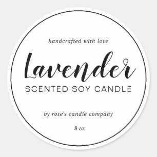 Homemade Soy Candle Chic Calligraphy Black White Runt Klistermärke