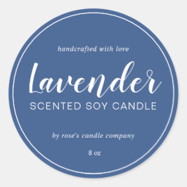 Homemade Soy Candle Chic Calligraphy Classic Blue Runt Klistermärke