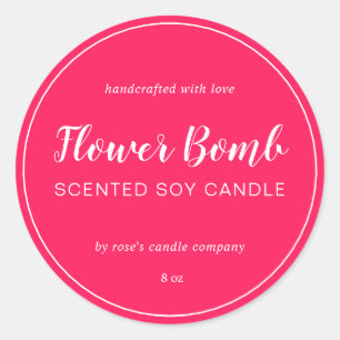 Homemade Soy Candle Chic Calligraphy Diva Rosa Runt Klistermärke