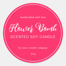 Homemade Soy Candle Chic Calligraphy Diva Rosa Runt Klistermärke