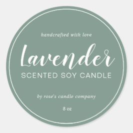 Homemade Soy Candle Chic Calligraphy Dusty Green Runt Klistermärke