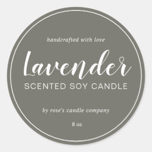 Homemade Soy Candle Chic Calligraphy Dusty Olive Runt Klistermärke