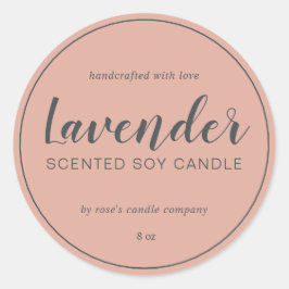 Homemade Soy Candle Chic Calligraphy Dusty Rosa Runt Klistermärke