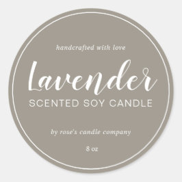 Homemade Soy Candle Chic Calligraphy Grått Runt Klistermärke