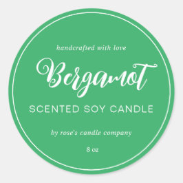 Homemade Soy Candle Chic Calligraphy Grönt Runt Klistermärke