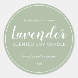 Homemade Soy Candle Chic Calligraphy Laurel Grönt Runt Klistermärke