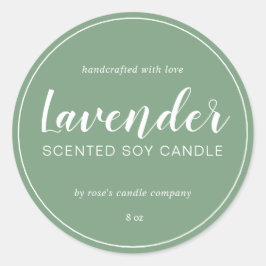 Homemade Soy Candle Chic Calligraphy Mineral Grönt Runt Klistermärke